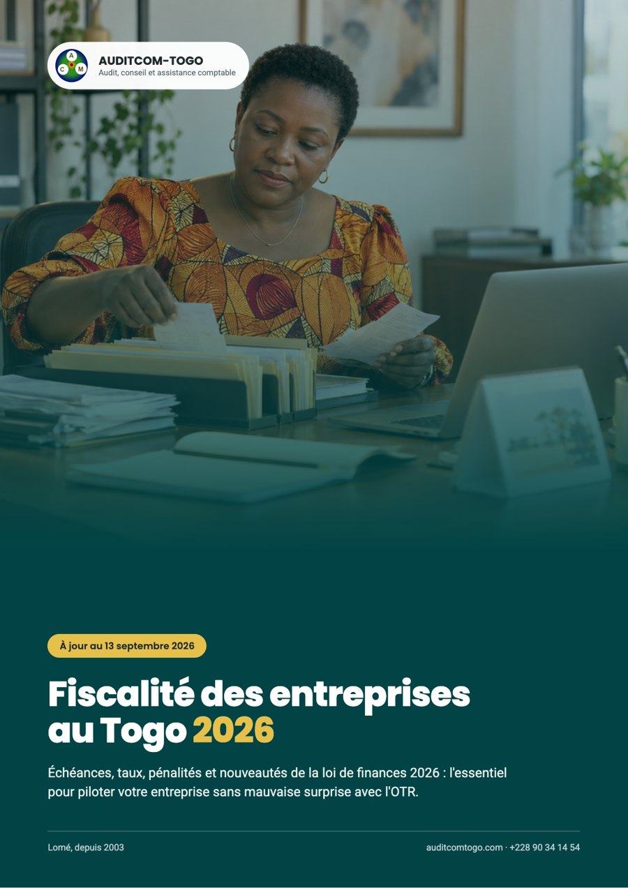 Couverture du guide fiscal 2026 des entreprises au Togo publié par AUDITCOM-TOGO