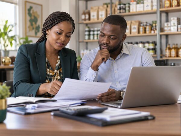 Comptable accompagnant le dirigeant d'une PME dans le suivi de sa comptabilité