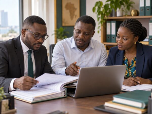 Auditeurs examinant les registres de prêts d'une institution de microfinance au Togo