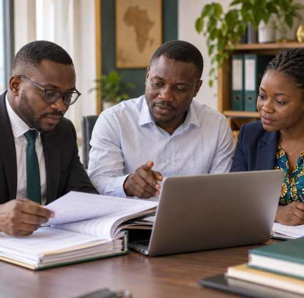 Auditeurs examinant les registres de prêts d'une institution de microfinance au Togo
